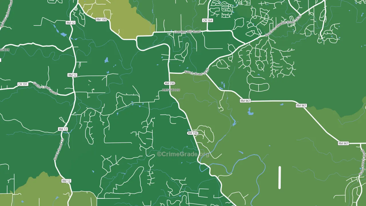 Driftwood, TX Map of Vandalism Rates