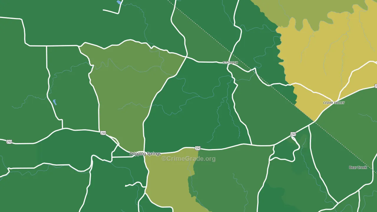 Dripping Springs, TX Map of Vandalism Rates