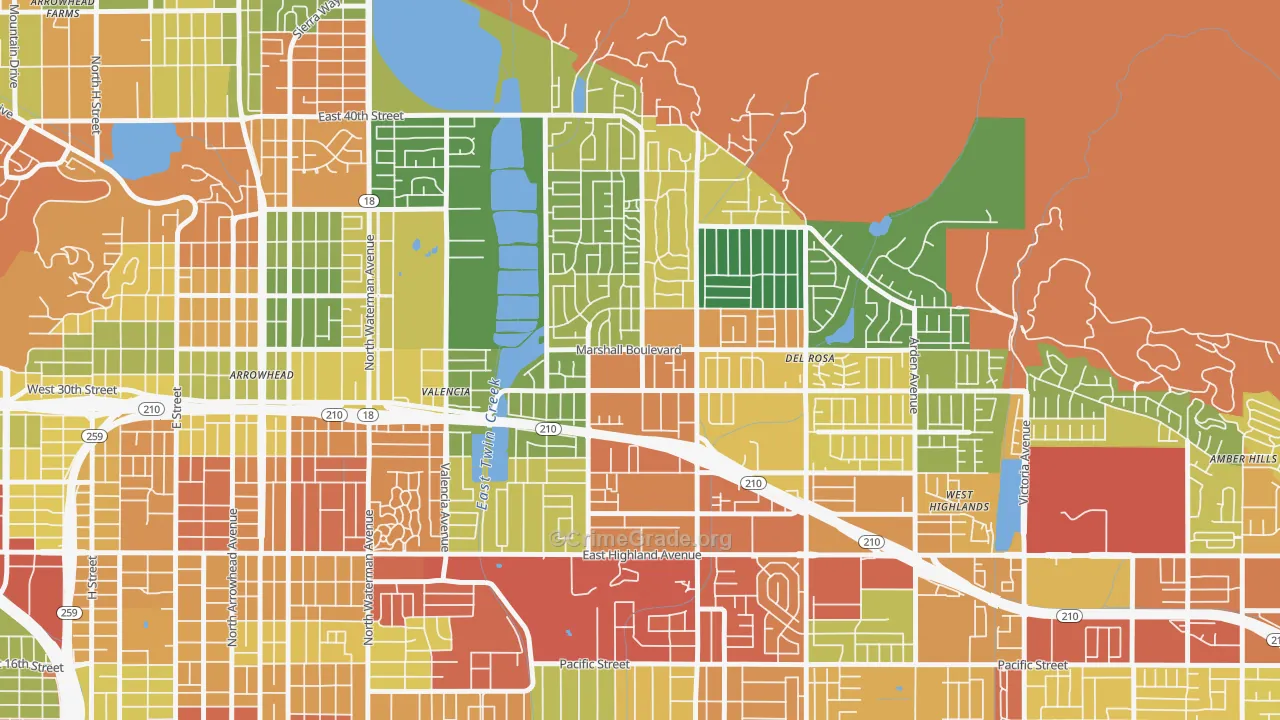 Drnag, San Bernardino, CA Map of Vandalism Rates