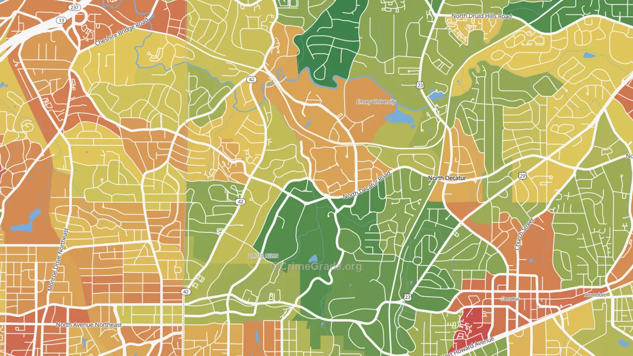 Druid Hills, GA Map of Vandalism Rates