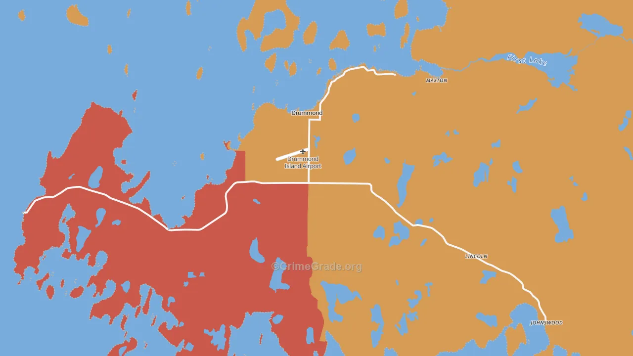 Drummond Island, MI Map of Vandalism Rates