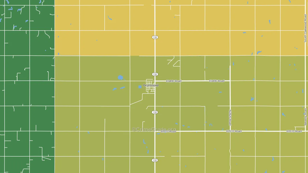 Drummond, OK Map of Vandalism Rates