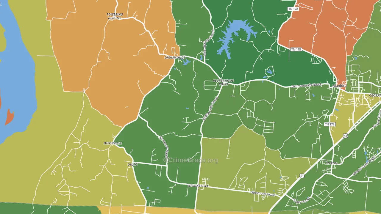 Drummonds, TN Map of Vandalism Rates