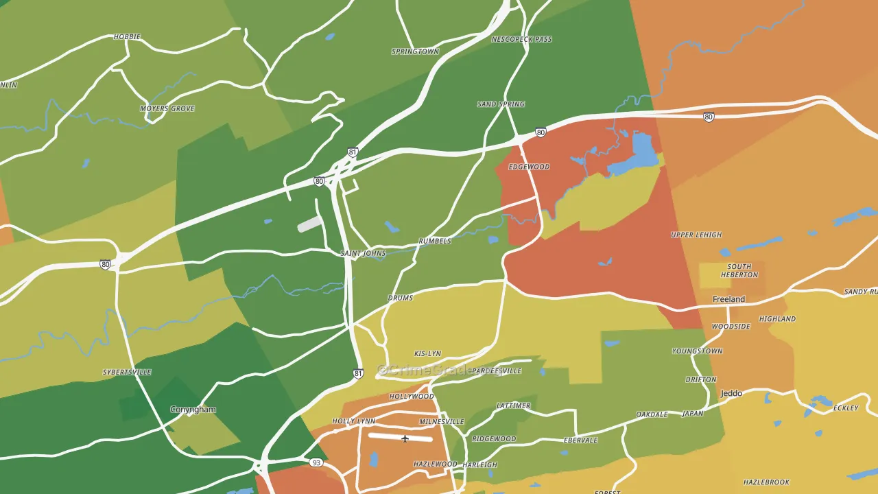 Drums, PA Map of Vandalism Rates