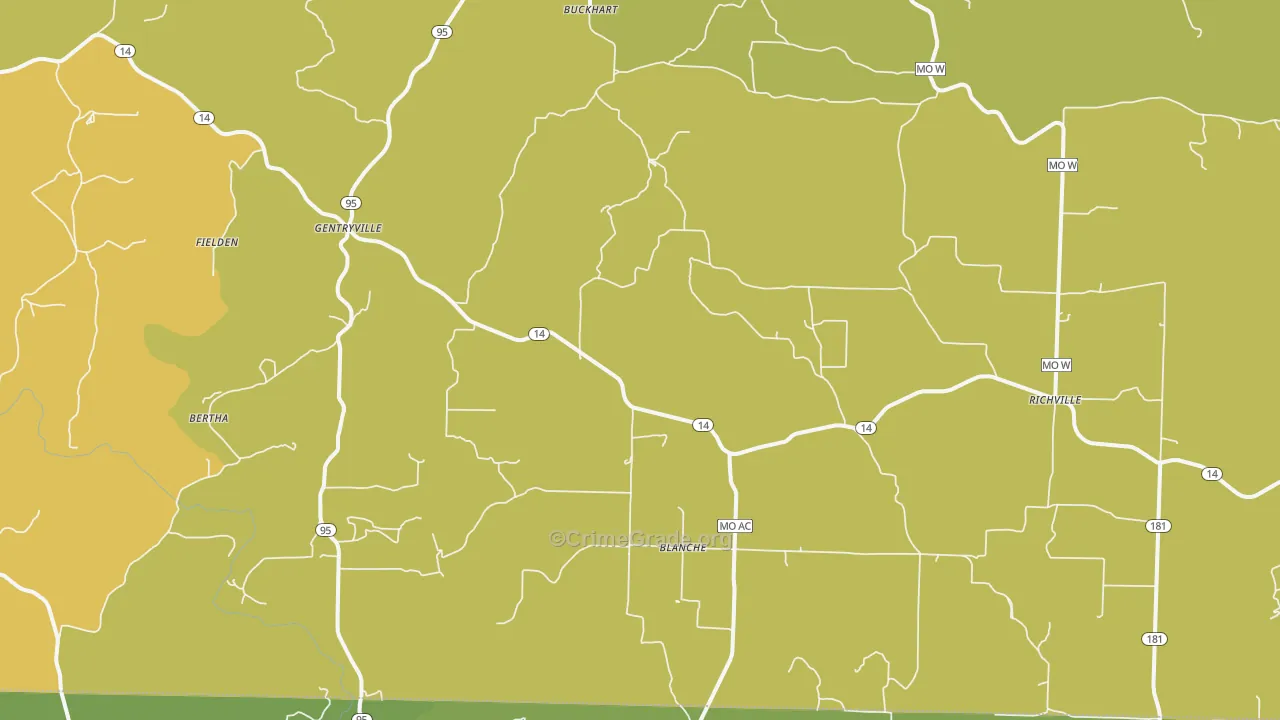Drury, MO Map of Vandalism Rates