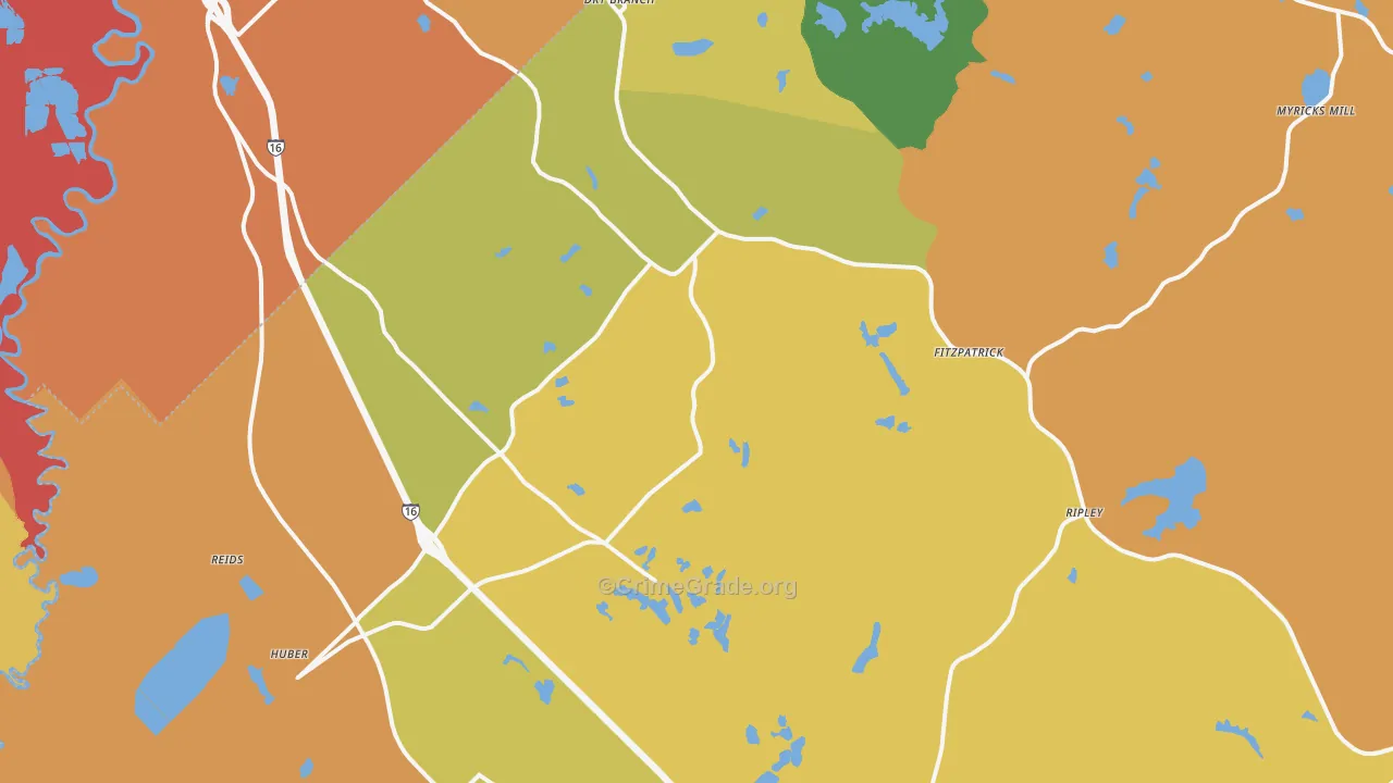 Dry Branch, GA Map of Vandalism Rates