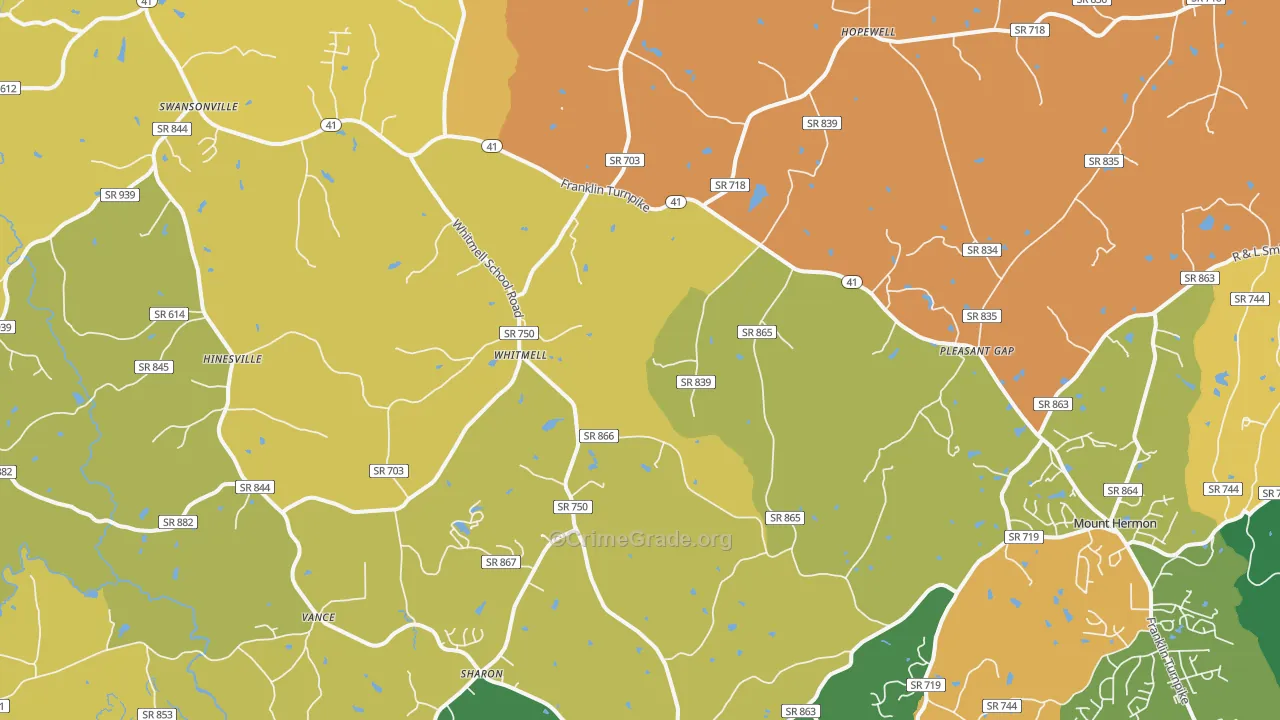 Dry Fork, VA Map of Vandalism Rates