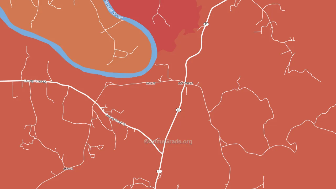 Dry Forks, AL Map of Vandalism Rates