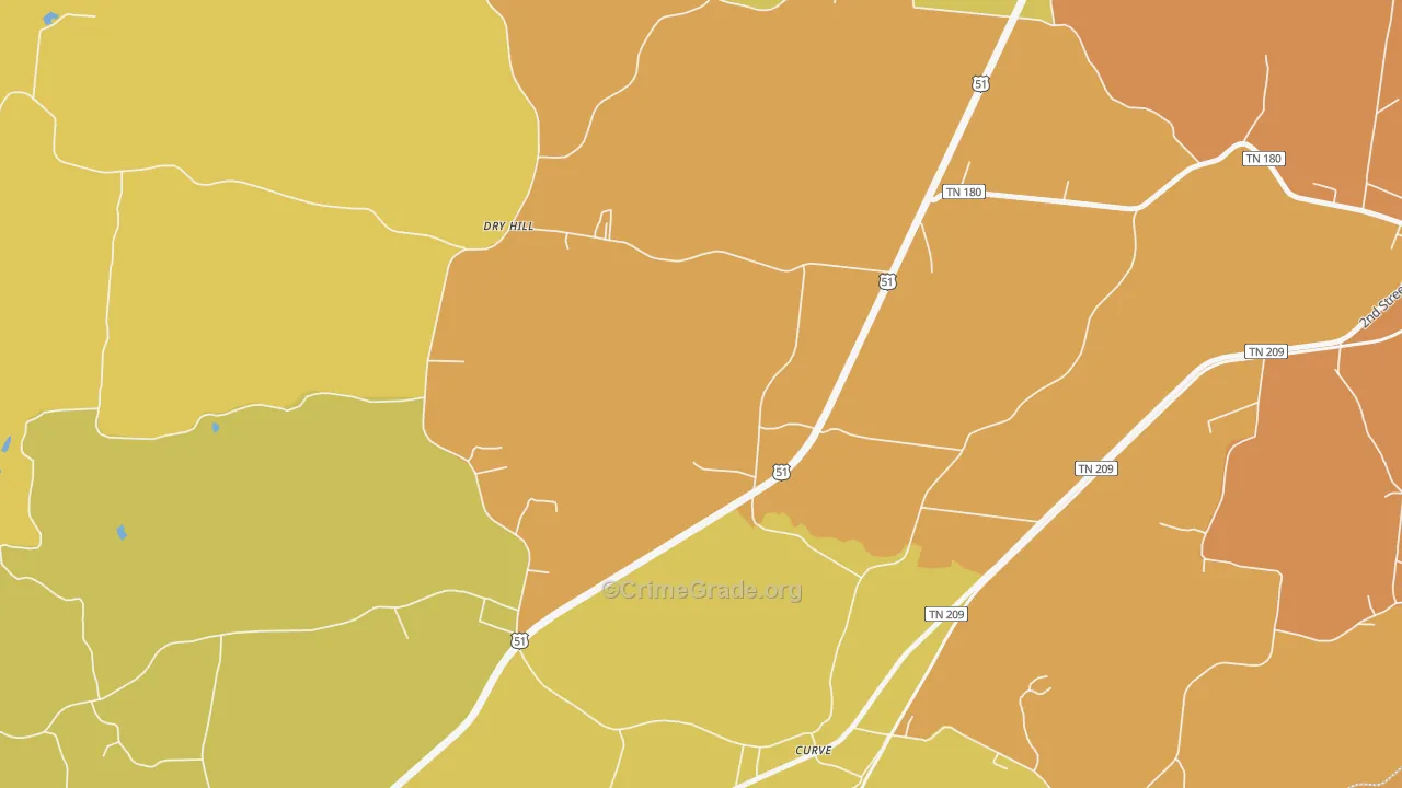 Dry Hill, TN Map of Vandalism Rates