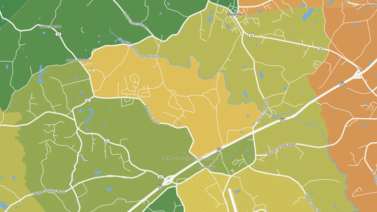Dry Pond, GA Map of Vandalism Rates