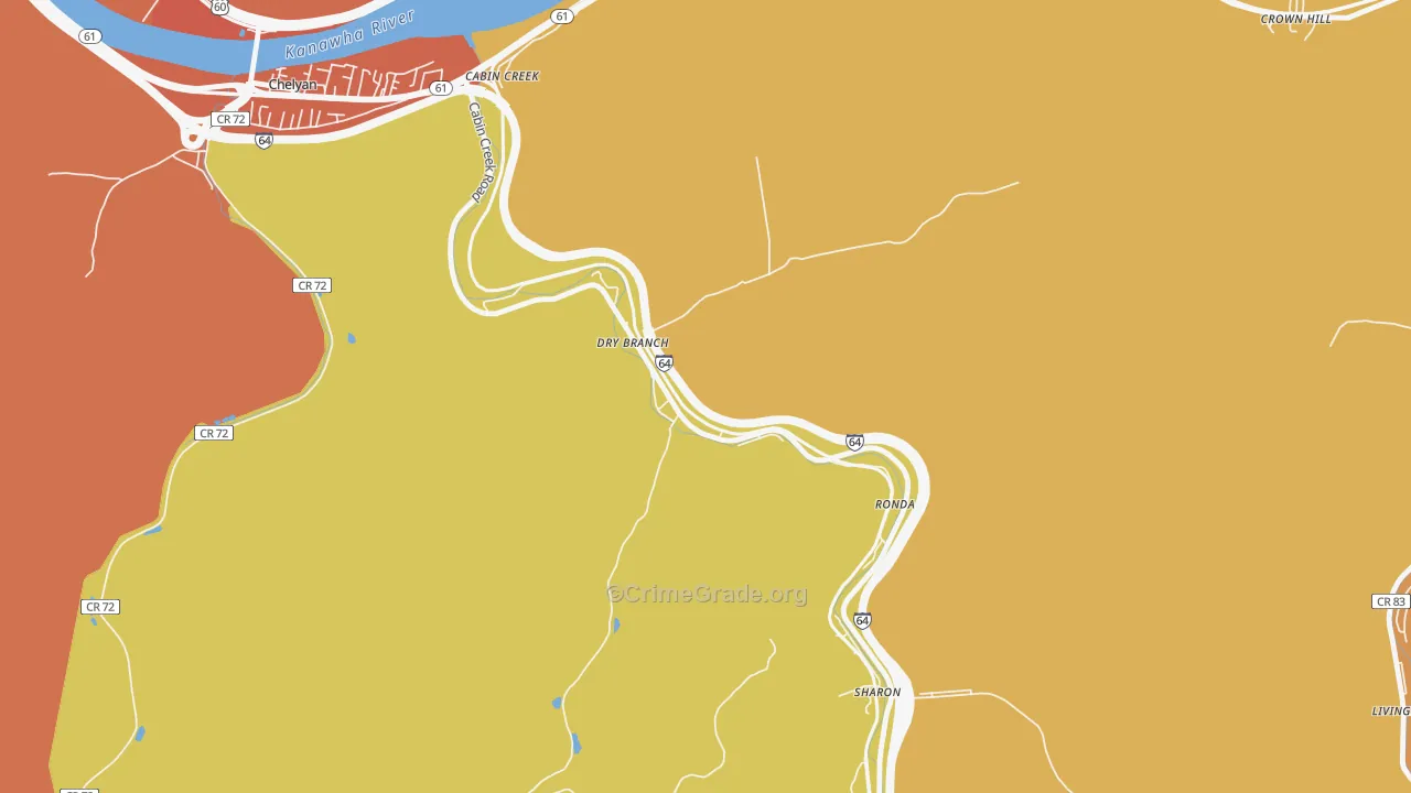 Drybranch, WV Map of Vandalism Rates