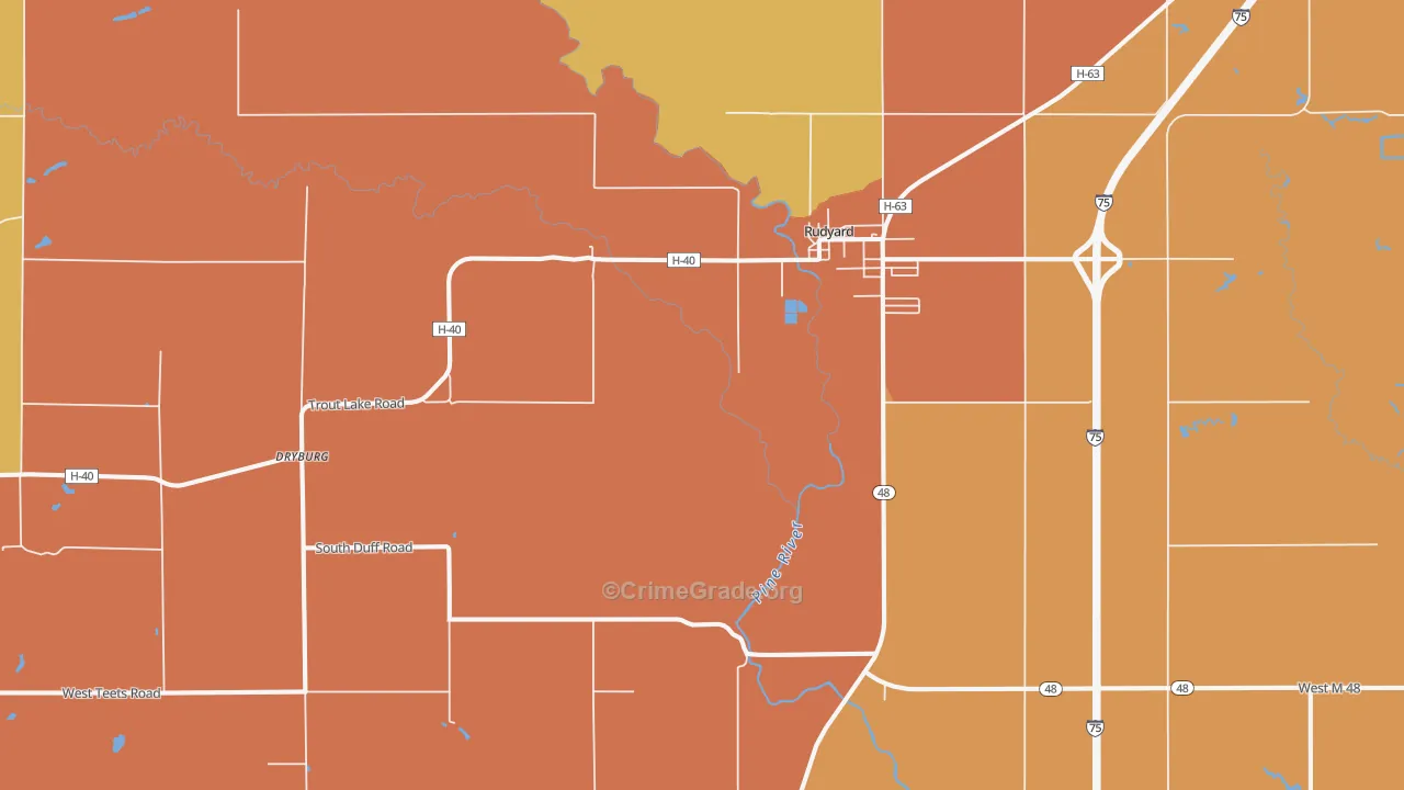 Dryburg, MI Map of Vandalism Rates
