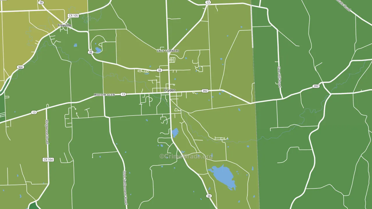Dryden, NY Map of Vandalism Rates
