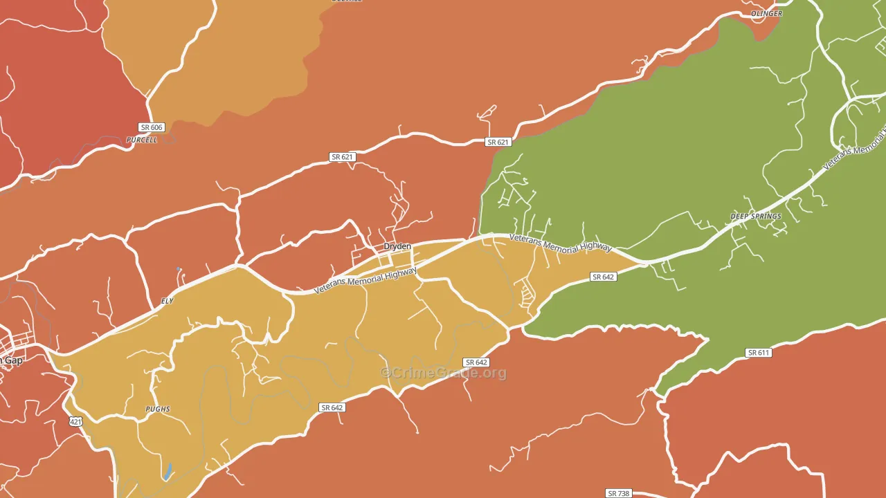 Dryden, VA Map of Vandalism Rates