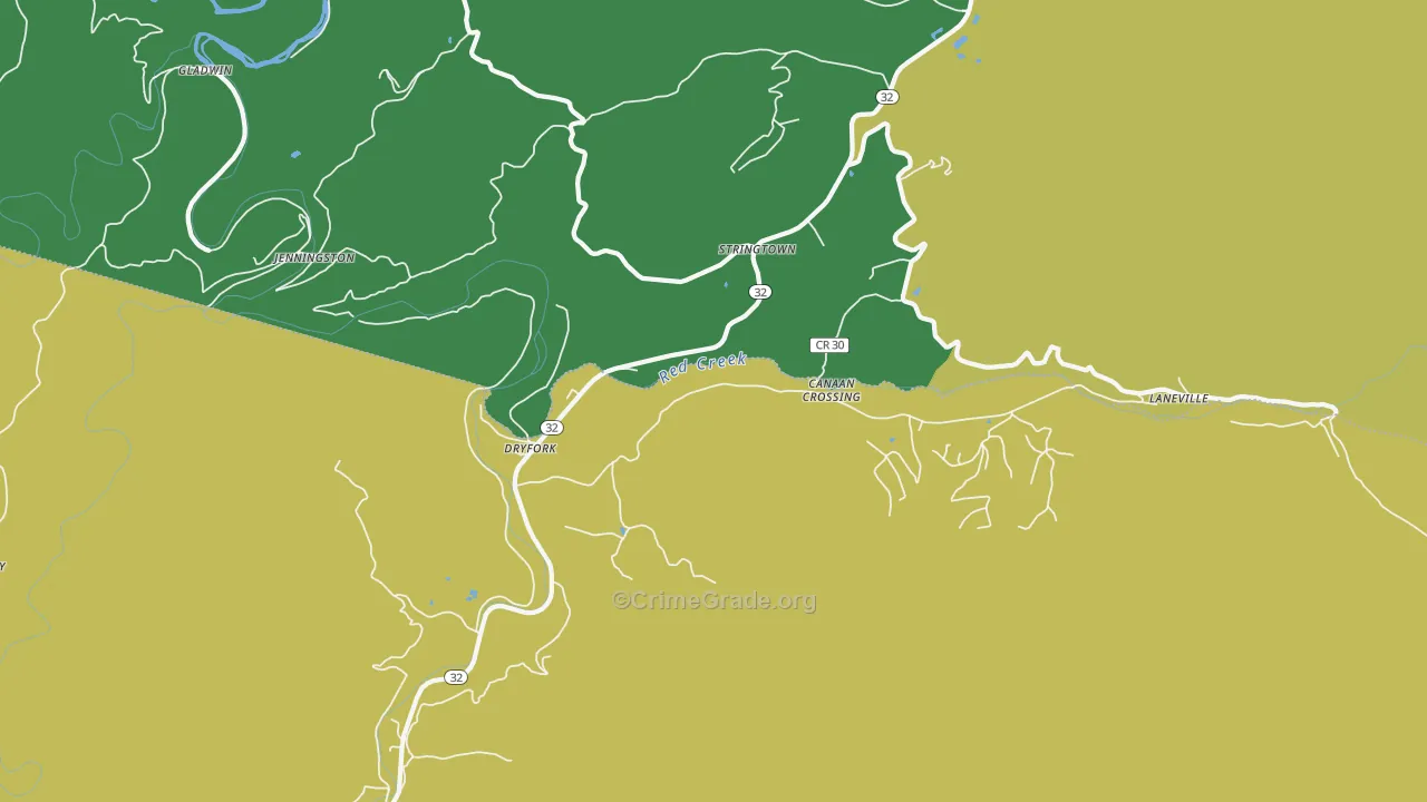 Dryfork, WV Map of Vandalism Rates