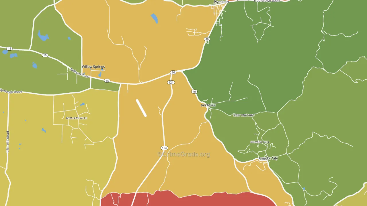 Drytown, CA Map of Vandalism Rates