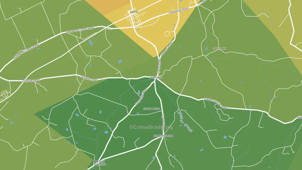 Dryville, PA Map of Vandalism Rates