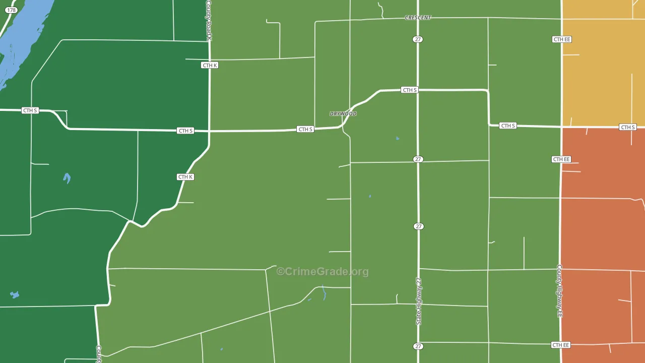 Drywood, WI Map of Vandalism Rates