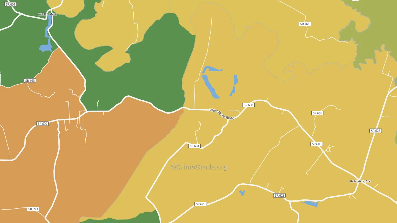 Duane, VA Map of Vandalism Rates