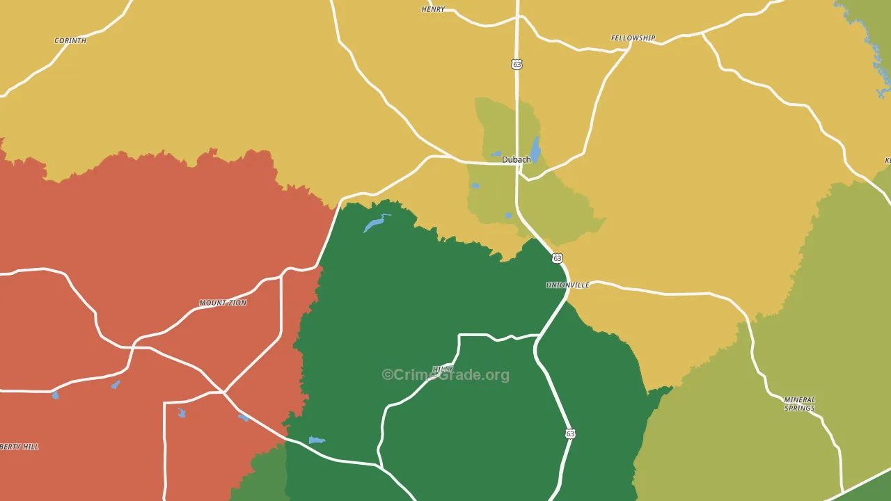 Dubach, LA Map of Vandalism Rates