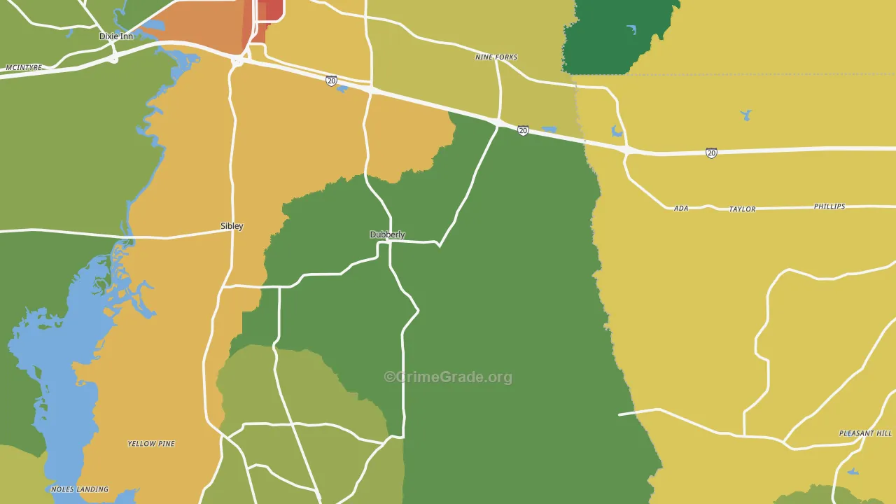 Dubberly, LA Map of Vandalism Rates
