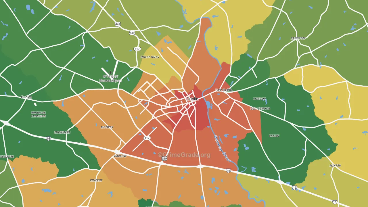 Dublin, GA Map of Vandalism Rates