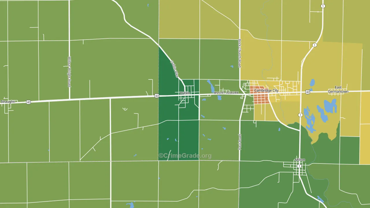 Dublin, IN Map of Vandalism Rates