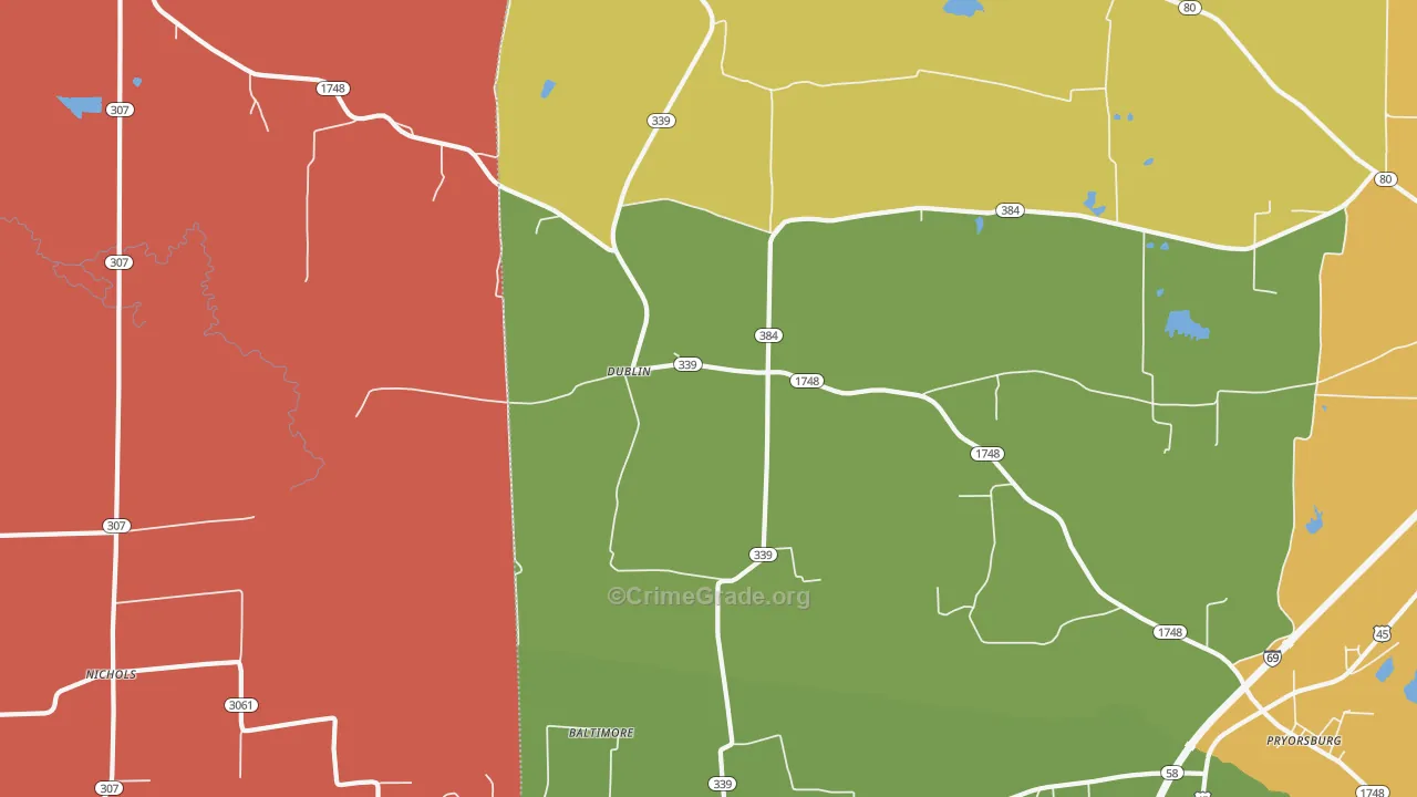 Dublin, KY Map of Vandalism Rates