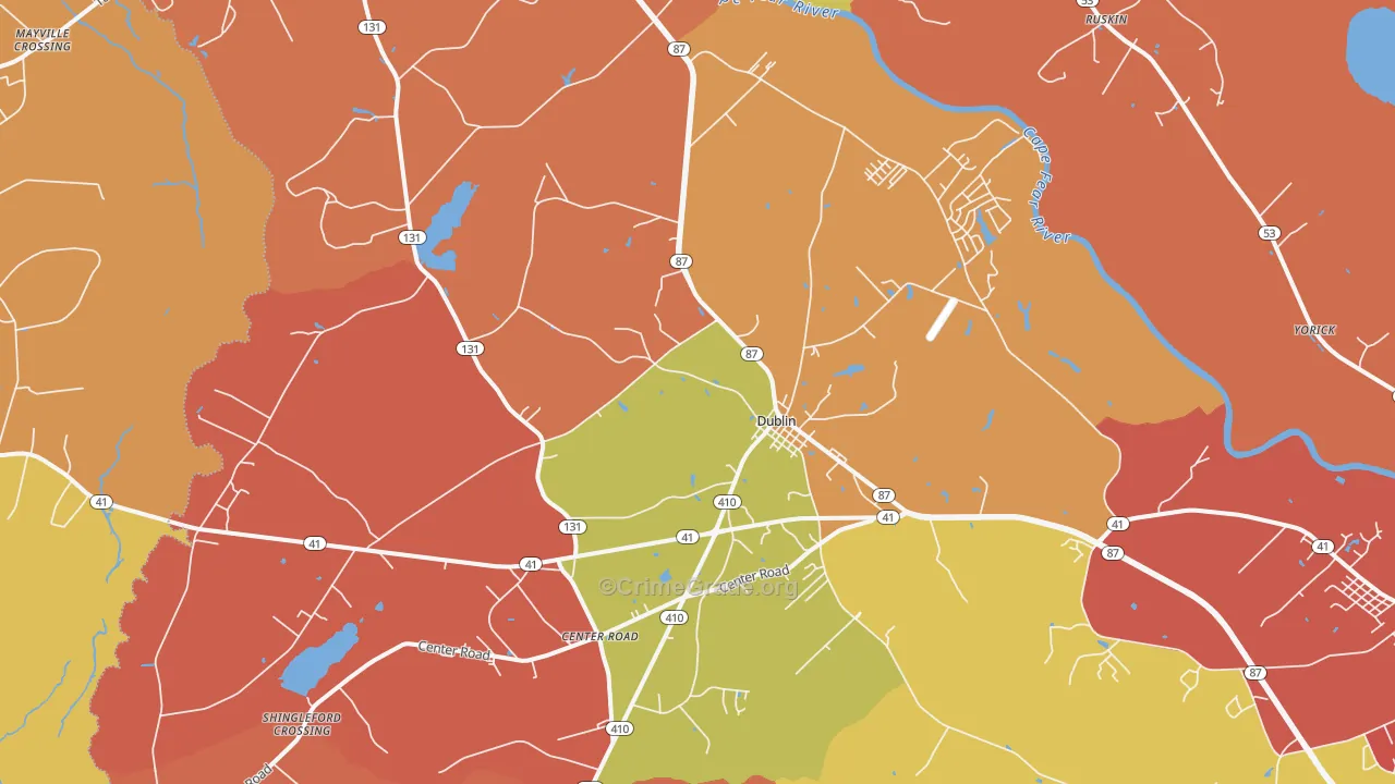 Dublin, NC Map of Vandalism Rates