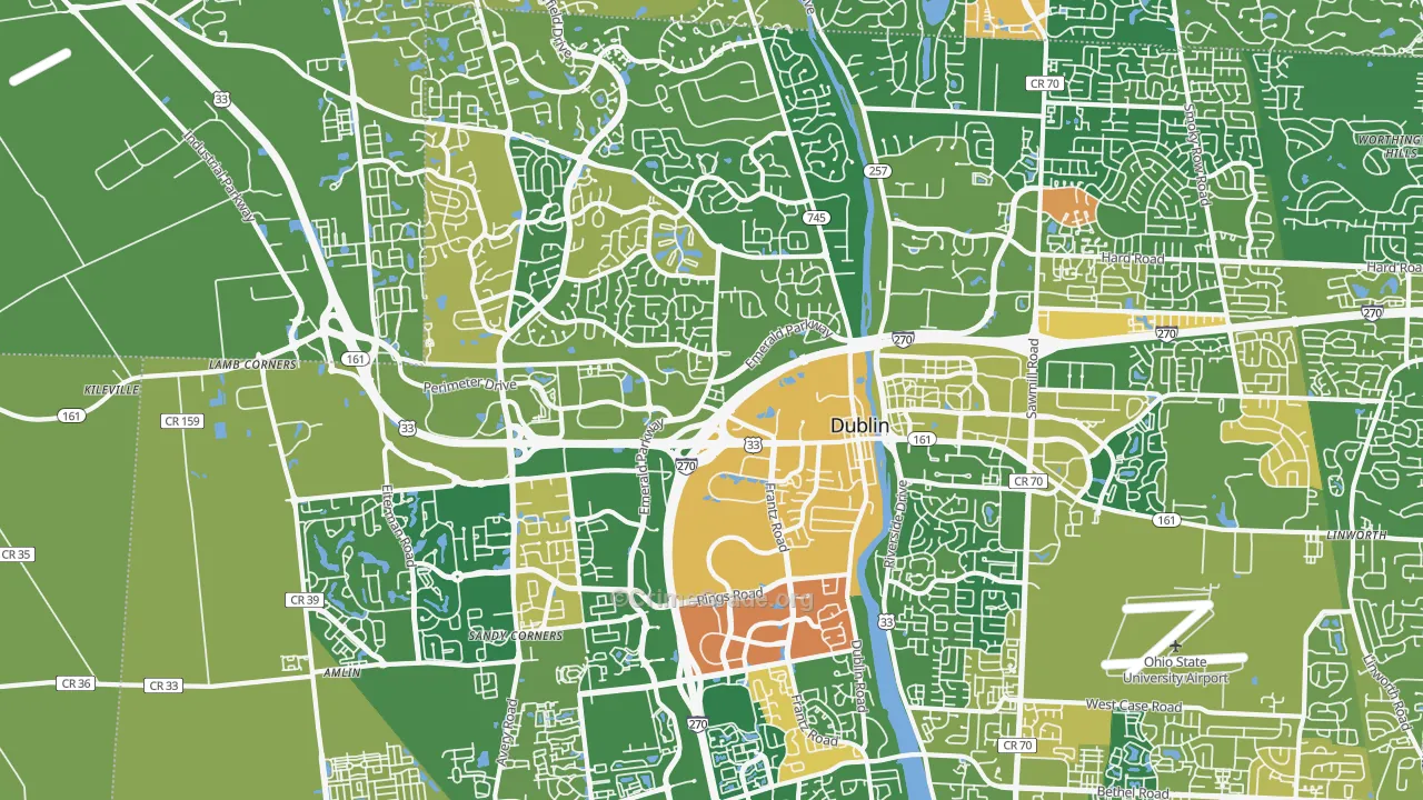 Dublin, OH Map of Vandalism Rates