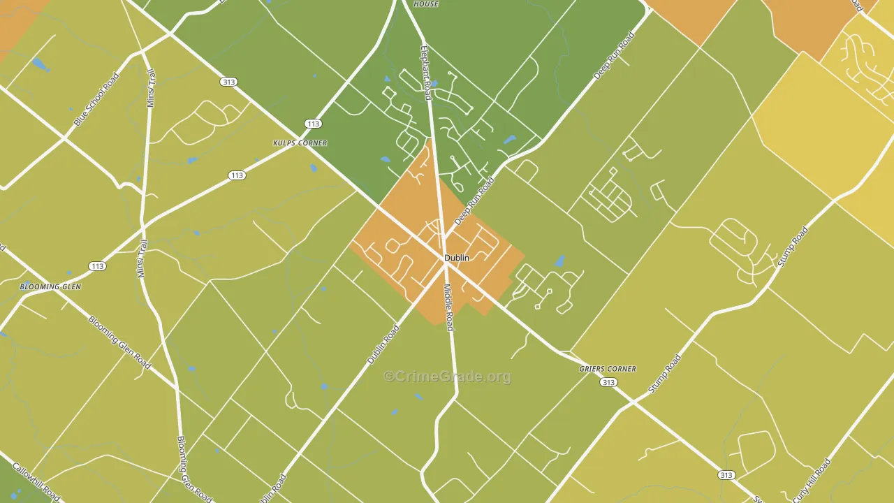 Dublin, PA Map of Vandalism Rates