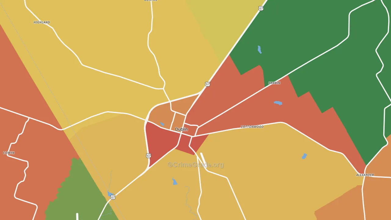Dublin, TX Map of Vandalism Rates
