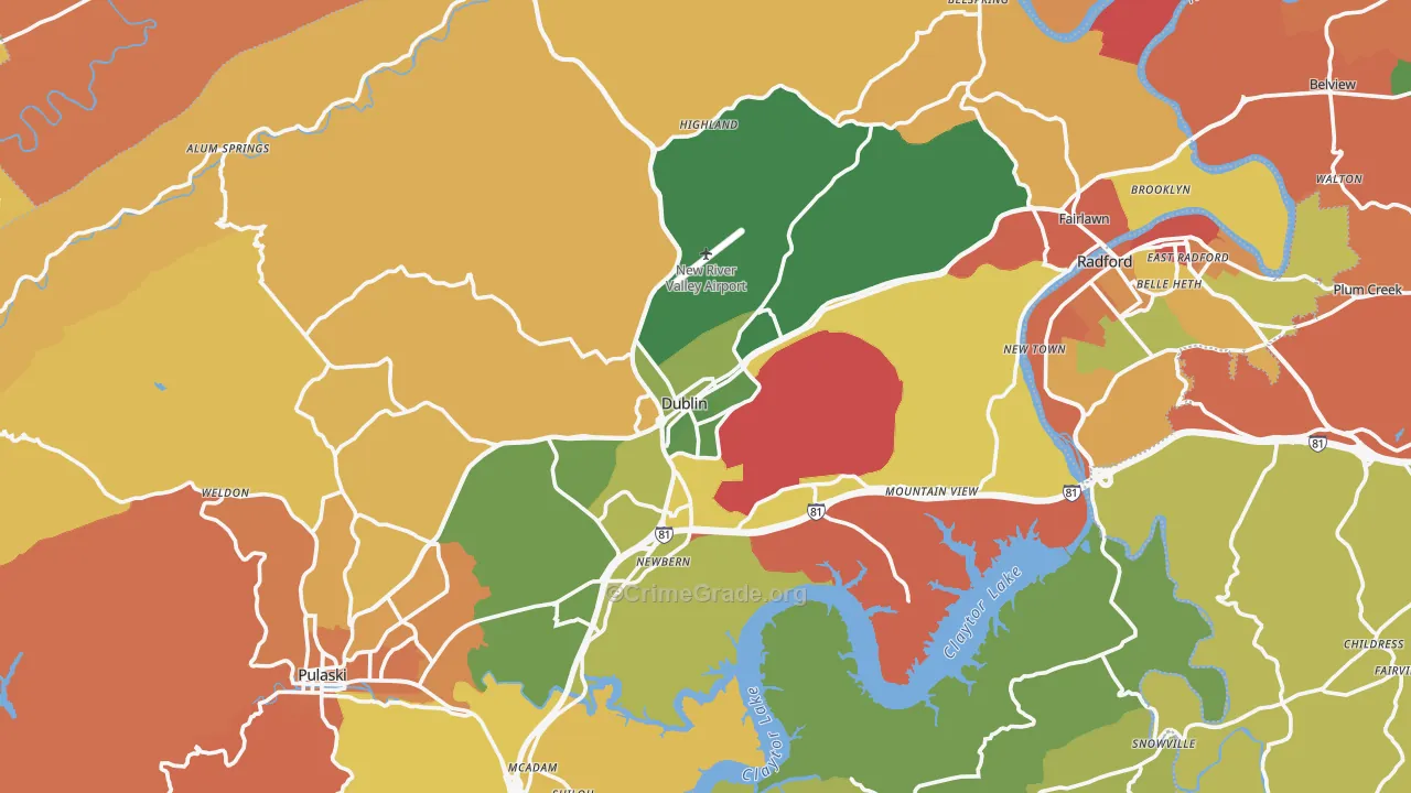 Dublin, VA Map of Vandalism Rates