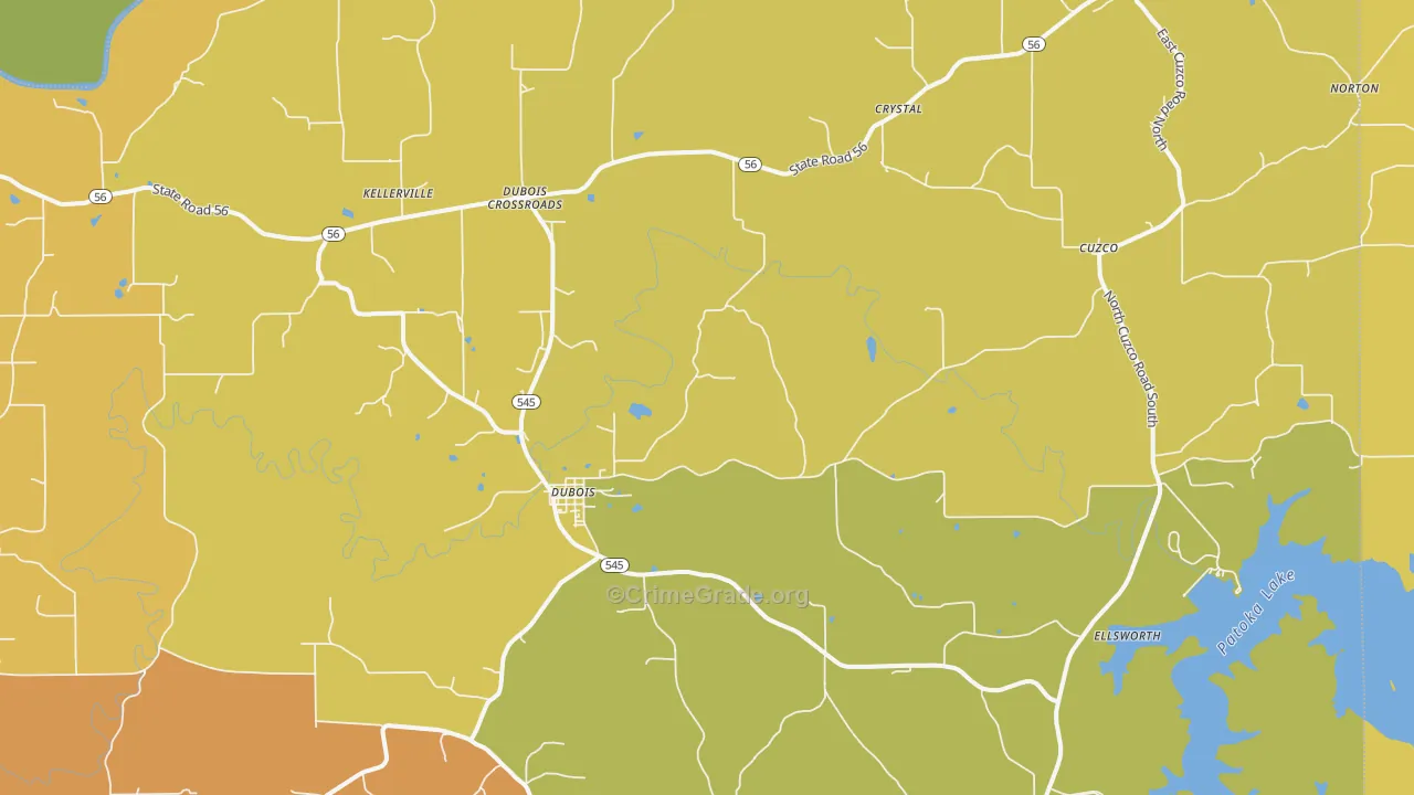 Dubois, IN Map of Vandalism Rates