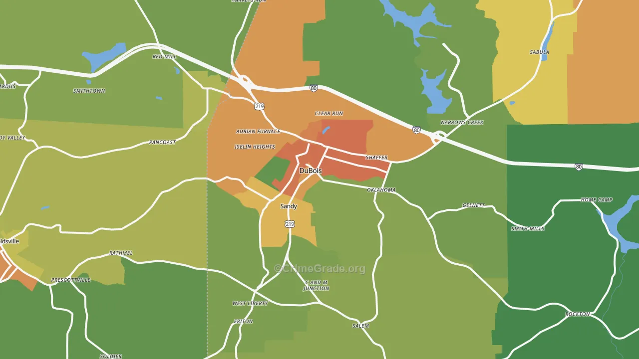 Dubois, PA Map of Vandalism Rates