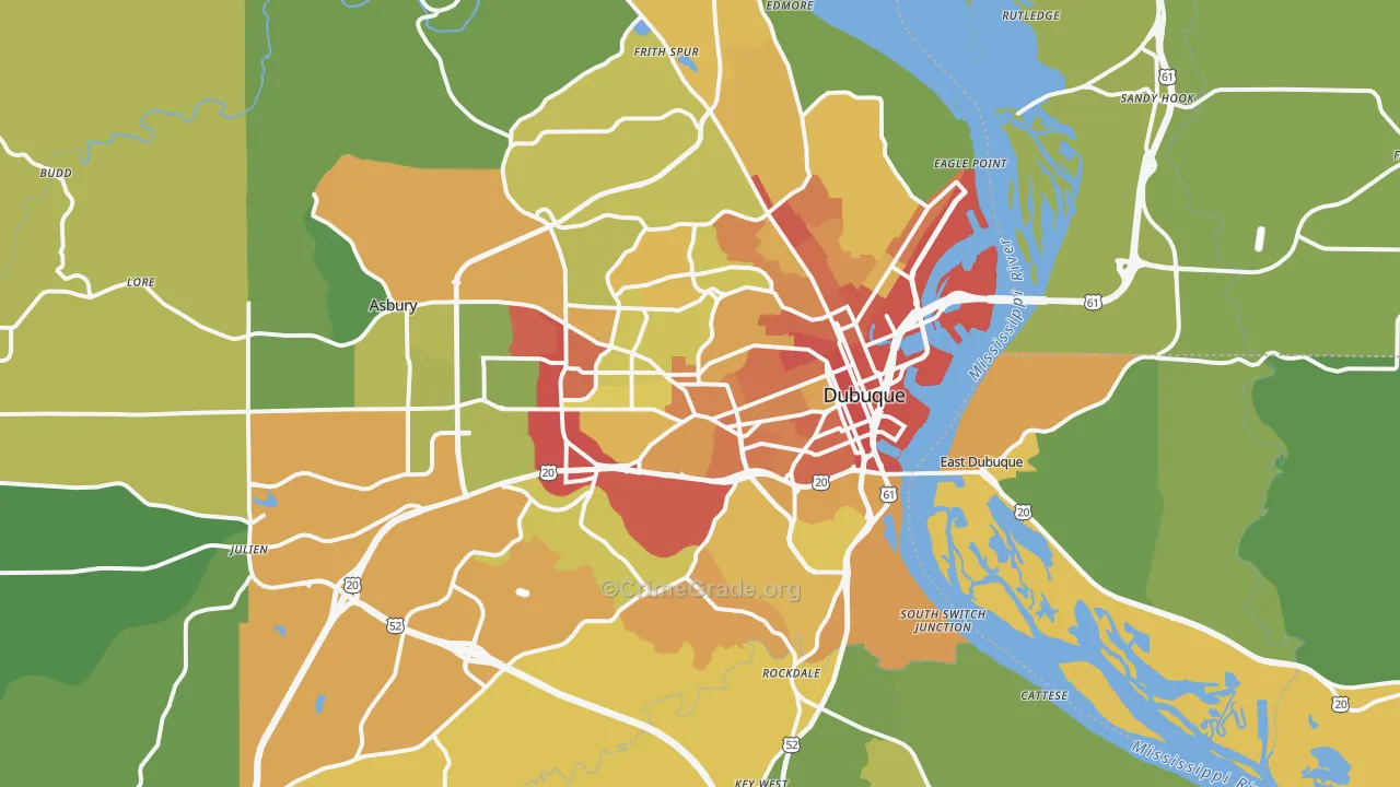 Dubuque, IA Map of Vandalism Rates