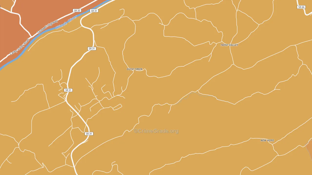 Duck Creek, TN Map of Vandalism Rates