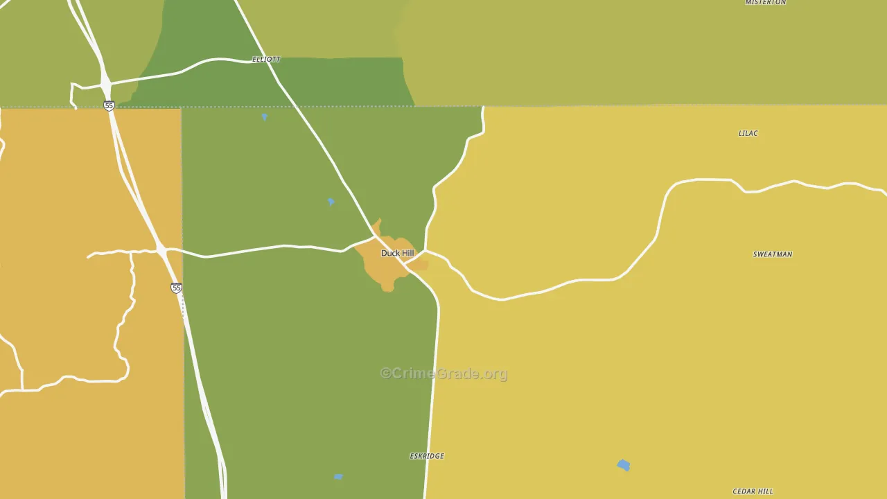 Duck Hill, MS Map of Vandalism Rates