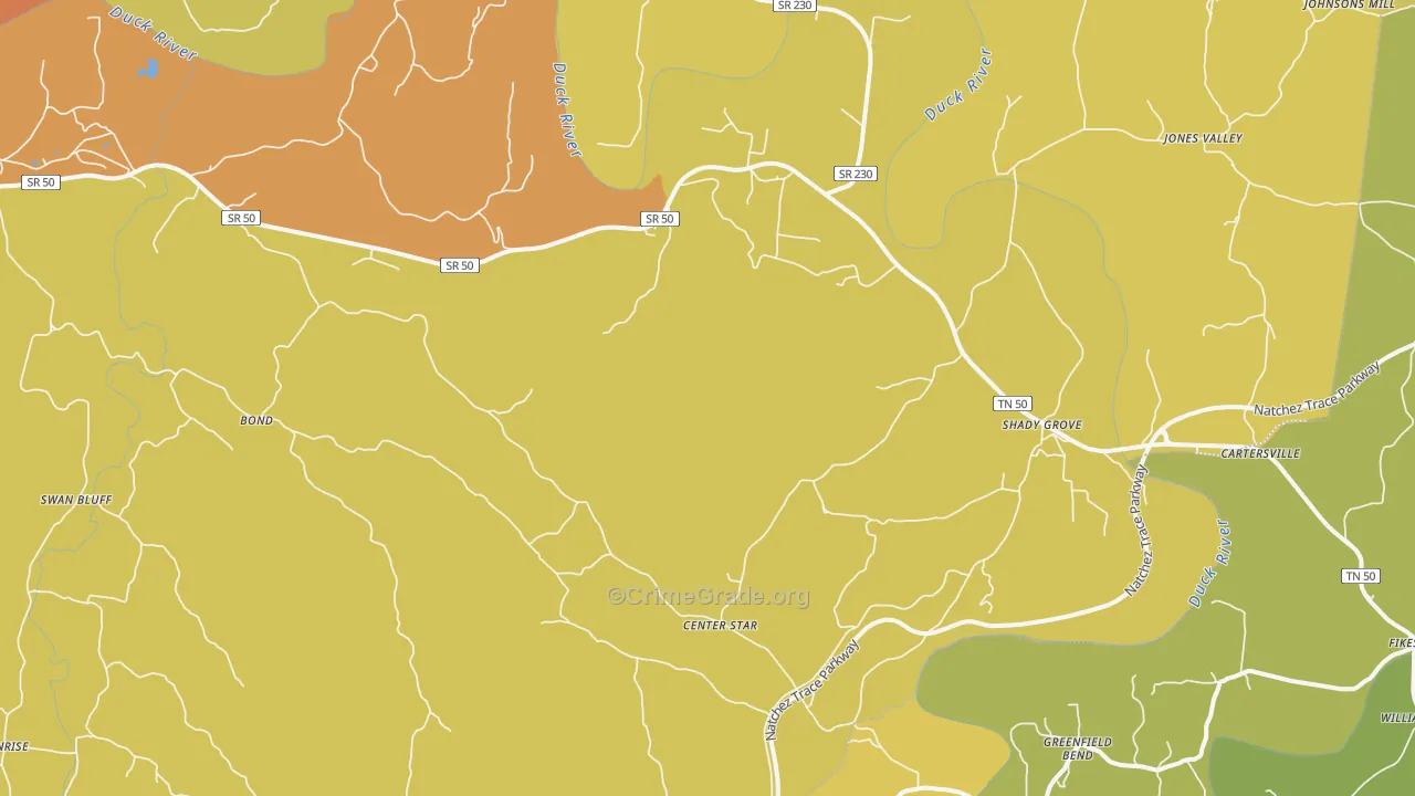 Duck River, TN Map of Vandalism Rates