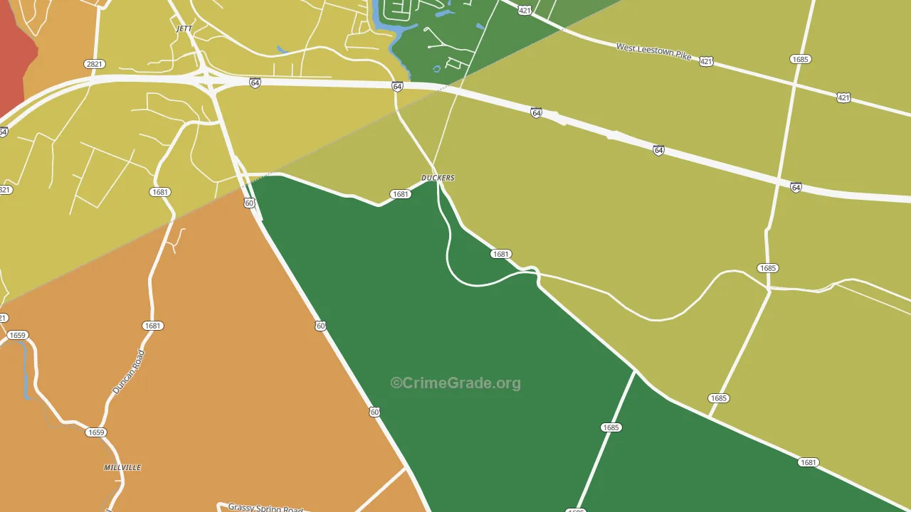 Duckers, KY Map of Vandalism Rates