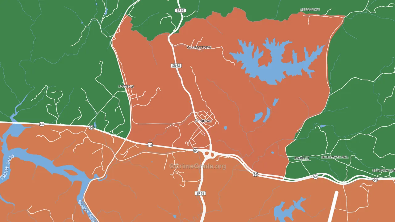Ducktown, TN Map of Vandalism Rates