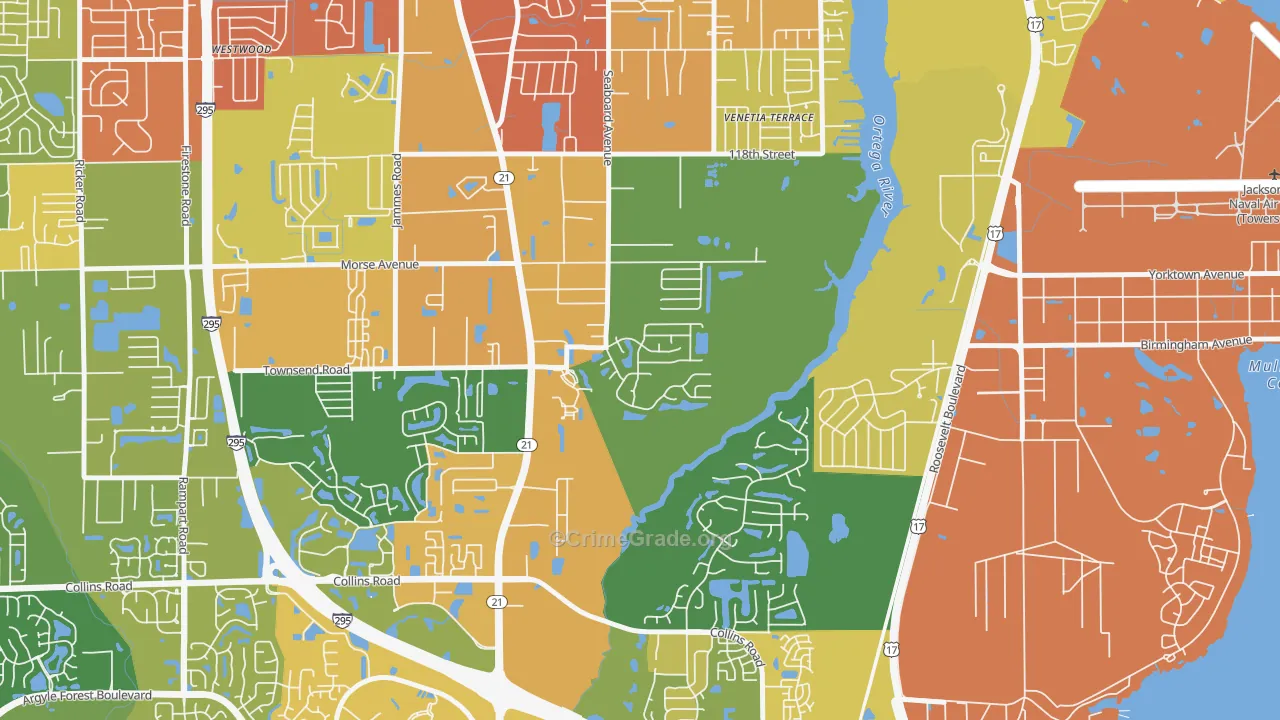 Duclay Forest, Jacksonville, FL Map of Vandalism Rates