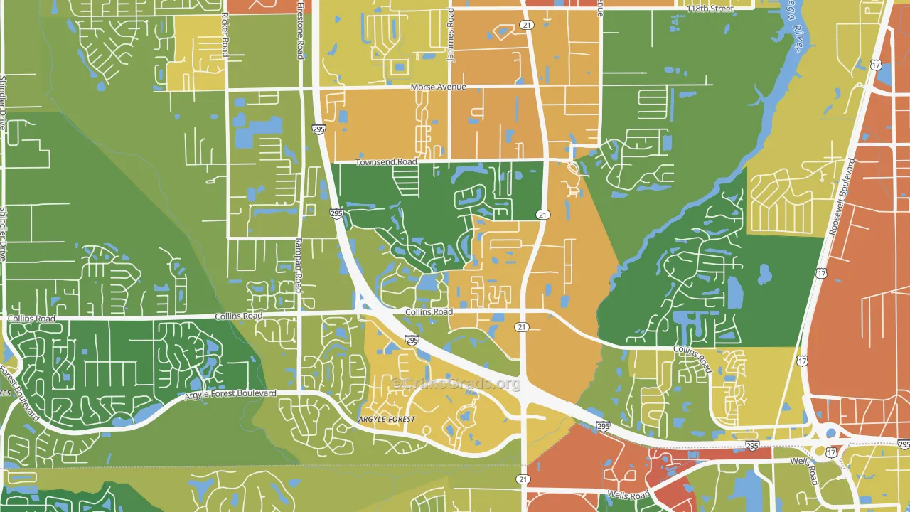 Duclay, Jacksonville, FL Map of Vandalism Rates