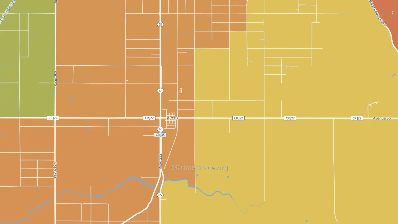 Ducor, CA Map of Vandalism Rates