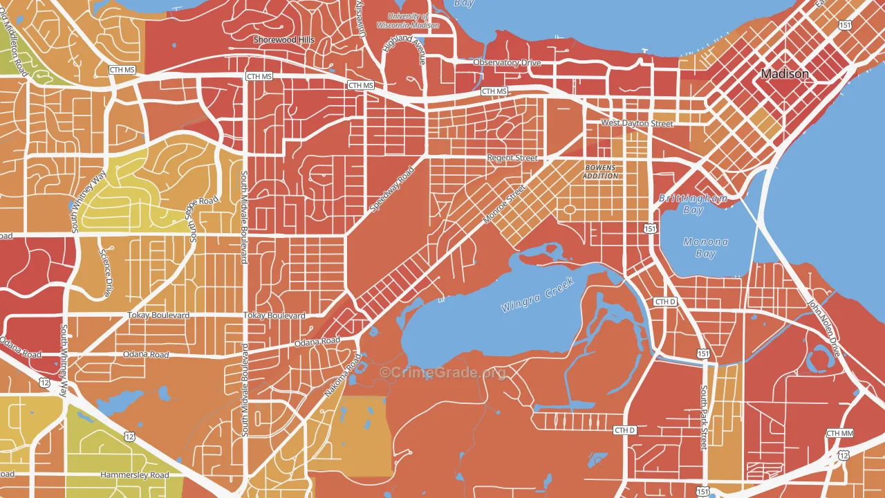 Dudgeon-Monroe, Madison, WI Map of Vandalism Rates