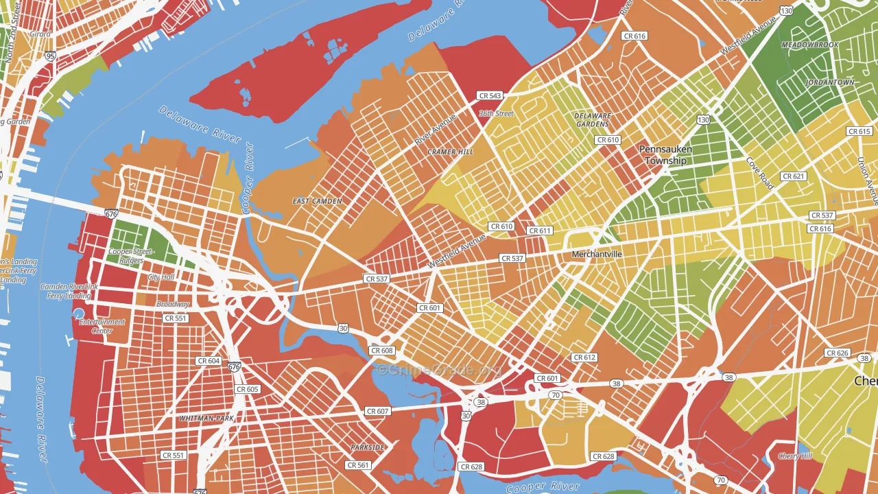 Dudley, Camden, NJ Map of Vandalism Rates