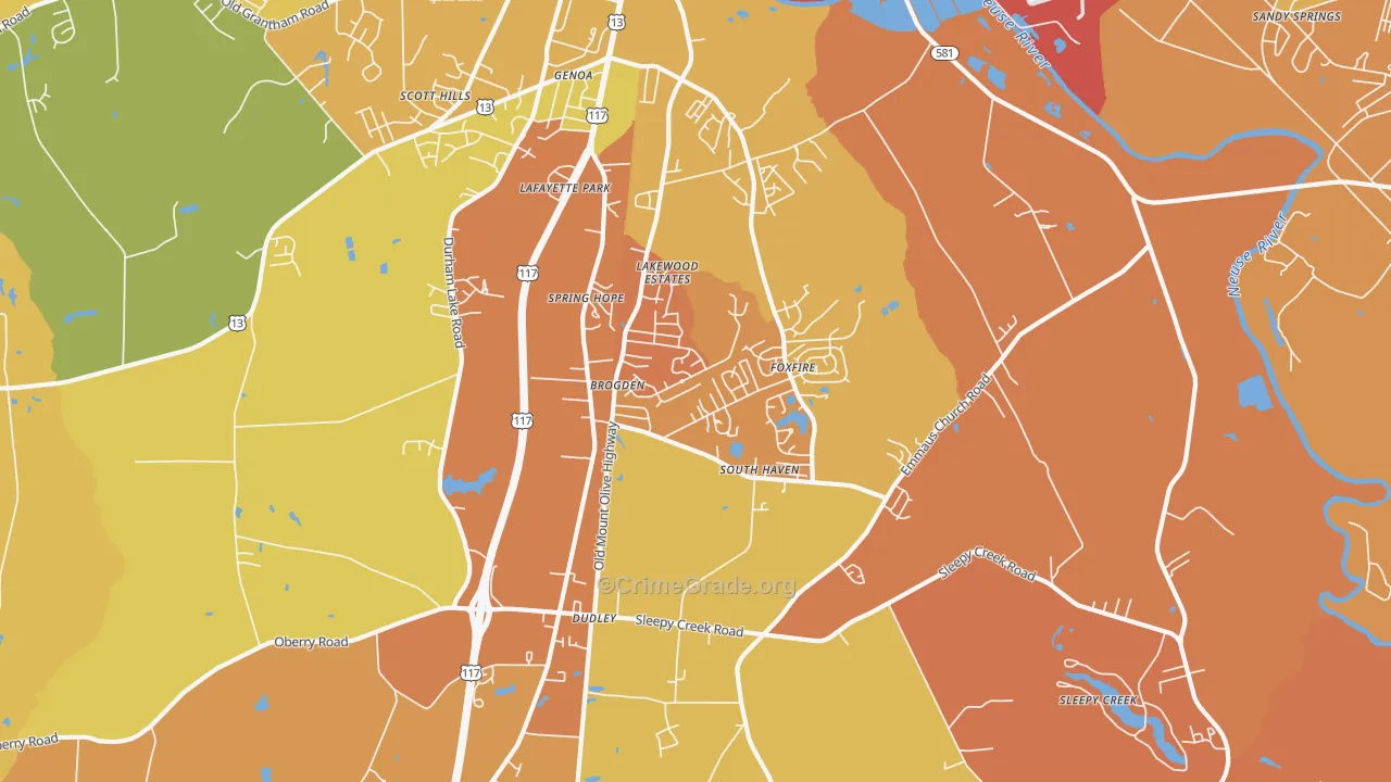 Dudley, NC Map of Vandalism Rates