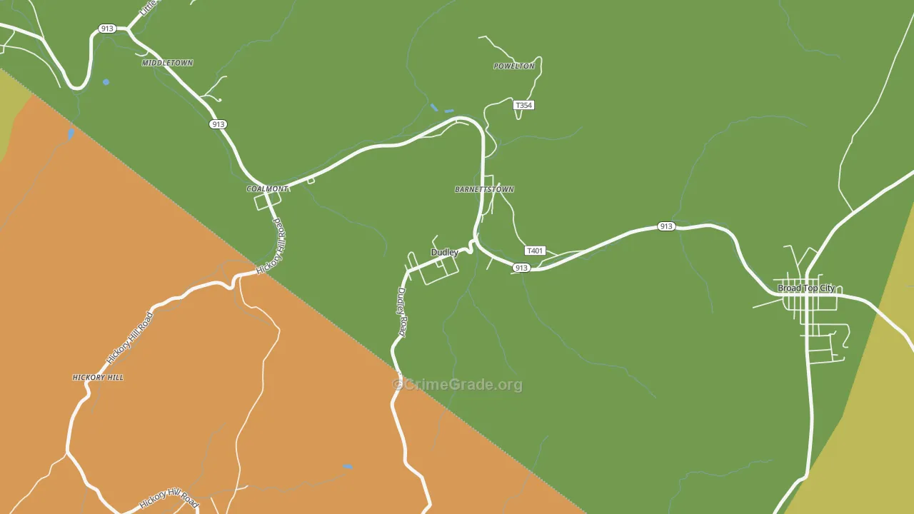 Dudley, PA Map of Vandalism Rates