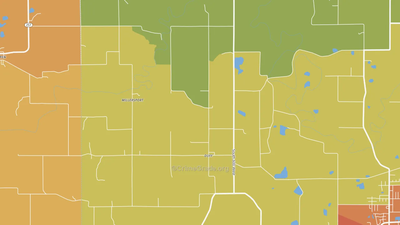 Duff, IN Map of Vandalism Rates