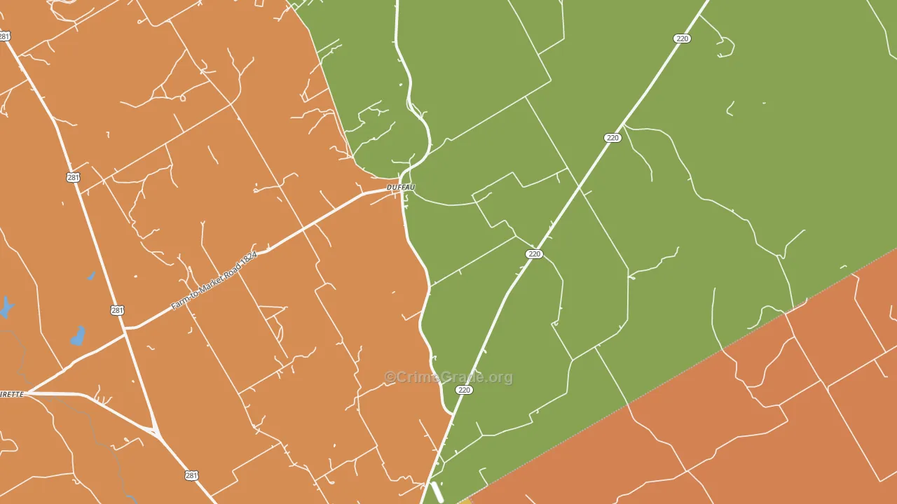 Duffau, TX Map of Vandalism Rates